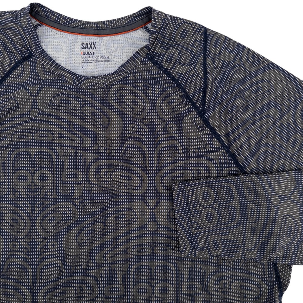Saxx x Andy Everson Mens Large Quest Quick Dry Mesh Baselayer Crew Shirt Tribal